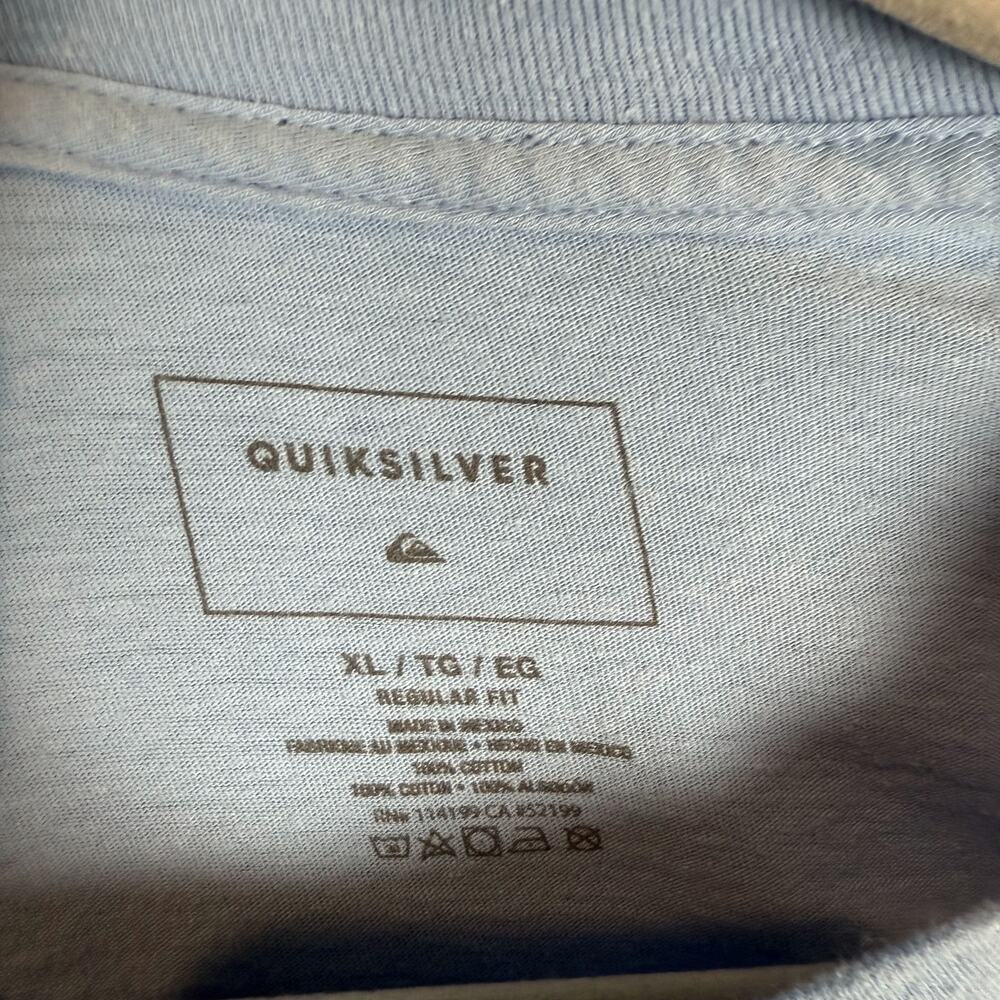Quiksilver T-Shirt Mens XL Blue‎ Cotton Regular Crew Neck Short Sleeve Pullover - Picture 3 of 8